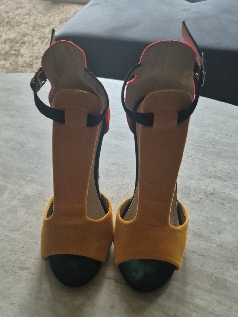 Chic Open-Toe Ankle-Strap Heels in Mustard Yellow